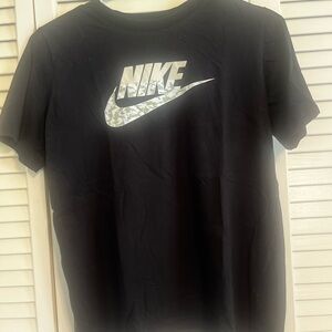 Nike Black T‑Shirt with Green Camo Logo